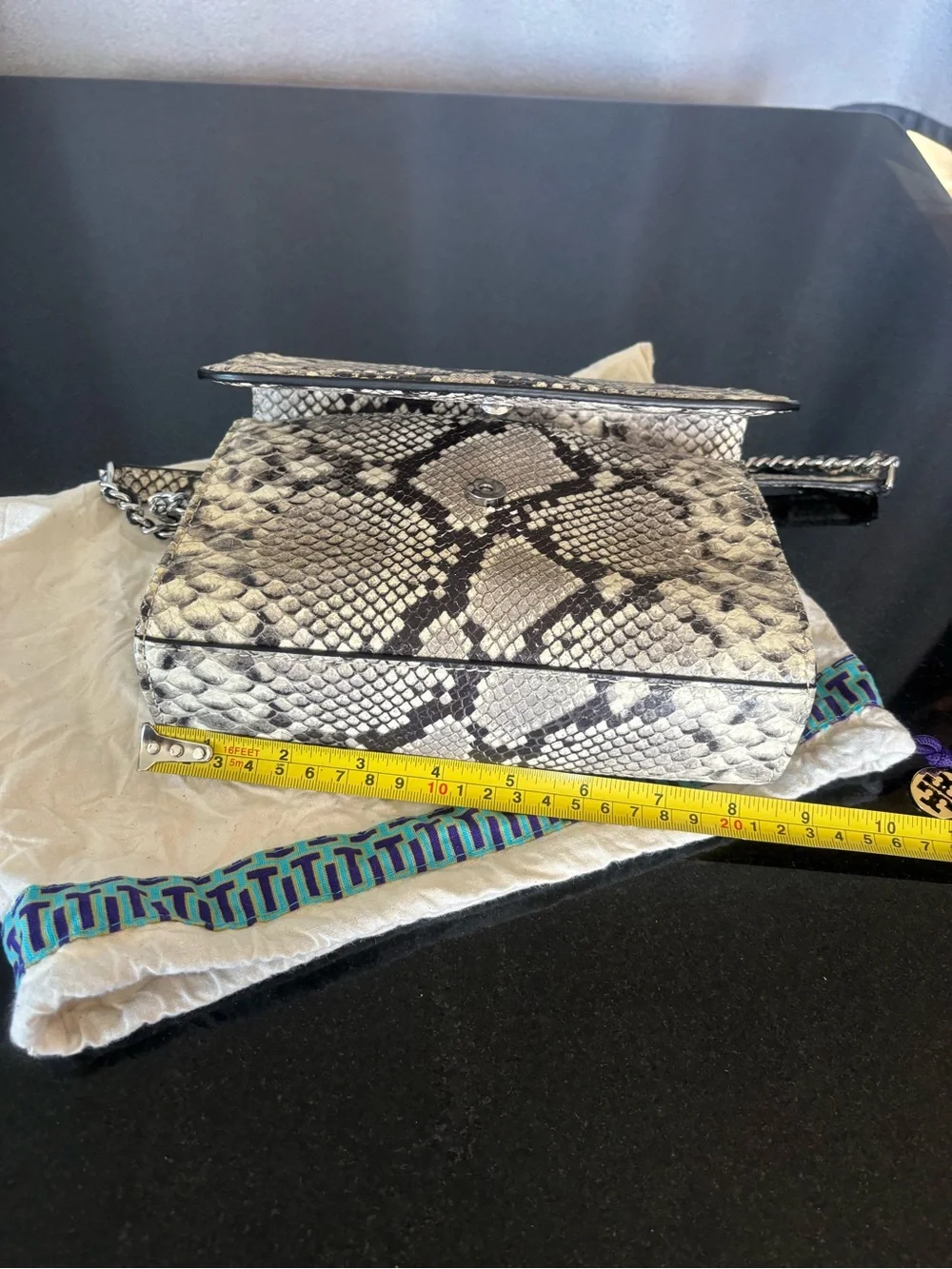 TORY BURCH Fleming Snakeskin Embossed  Crossbody/Shoulder Bag convertible